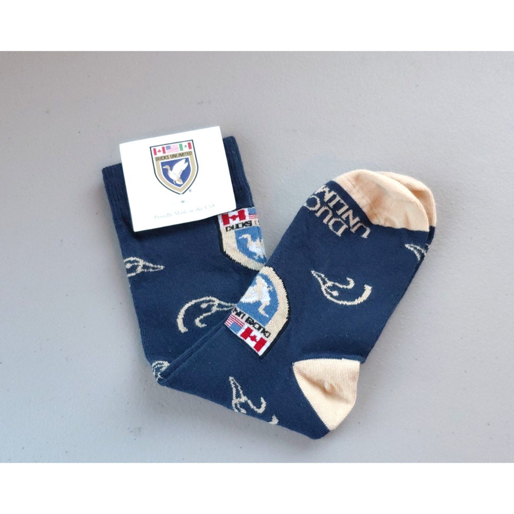 NWT 1 Pair Ducks Unlimited Office Cotton Socks Size Men's Navy Blue One Size VTG